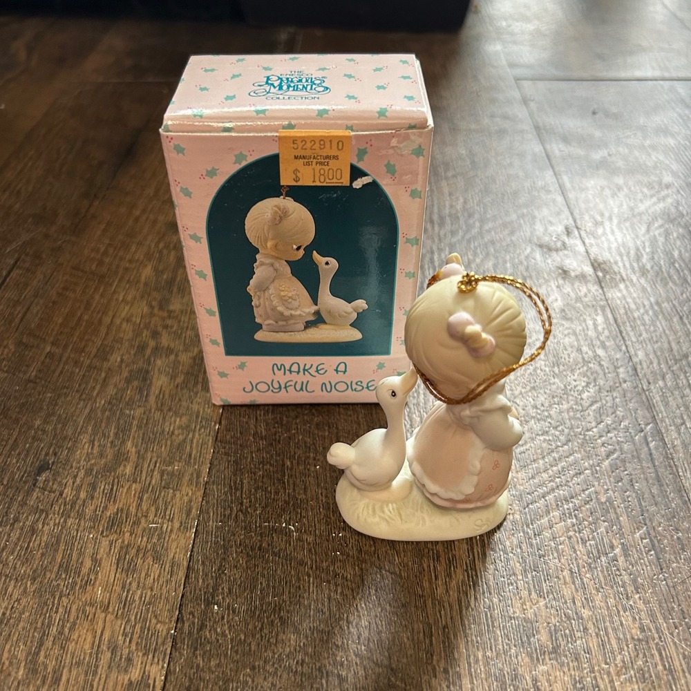 Precious Moments Make a Joyful Noise Girl with Goose Figurine 522910 1989 Boxed